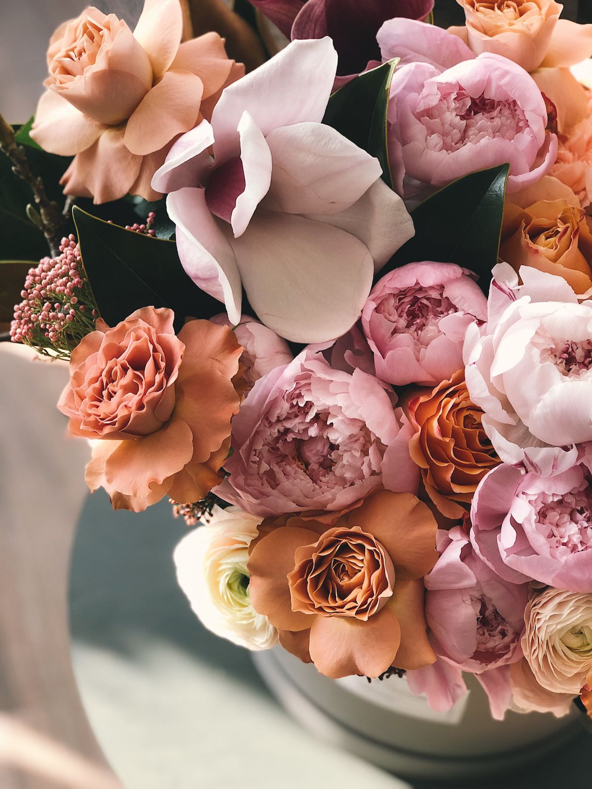 Event floral installation with seasonal blooms